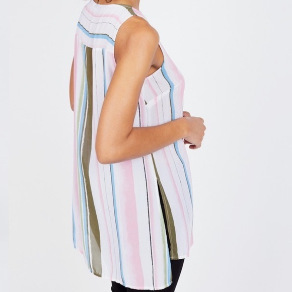 KUT from the Kloth Pastel Striped Tunic Blouse - Picture 4 of 9